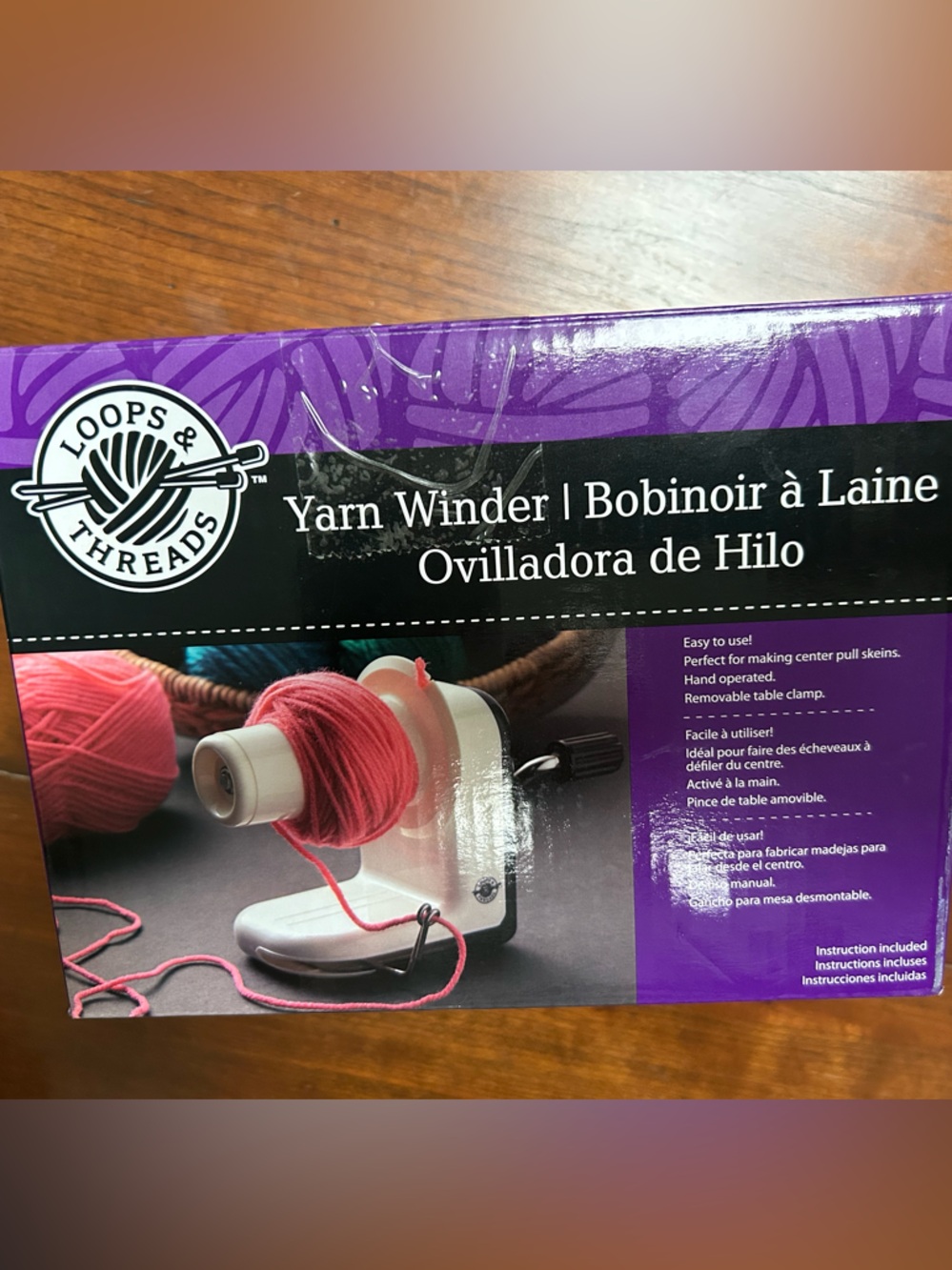 Yarn Winder Hand-Operated Tool, clamps on table. Makes great center pull skeins